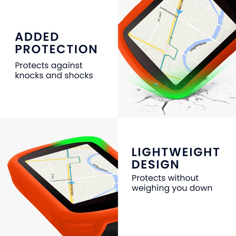 Sport si Outdoor - Ciclism - Accesorii pentru biciclete - Suporturi accesorii biciclete - Husa GPS Kwmobile pentru Garmin Edge 840/Edge 540, anti-alunecare, silicon, portocaliu - Infinity.ro