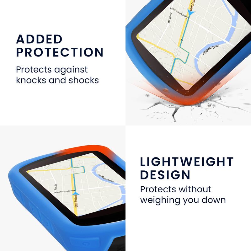 Sport si Outdoor - Ciclism - Accesorii pentru biciclete - Suporturi accesorii biciclete - Husa GPS Kwmobile pentru Garmin Edge 840/Edge 540, anti-alunecare, silicon, albastru - Infinity.ro