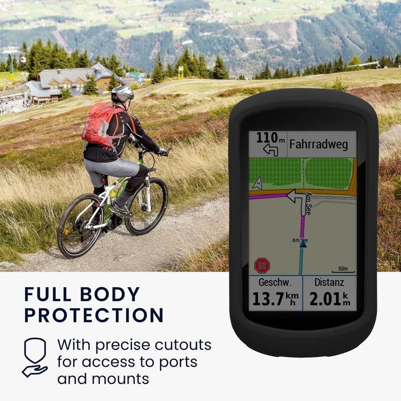 Sport si Outdoor - Ciclism - Accesorii pentru biciclete - Suporturi accesorii biciclete - Husa GPS Kwmobile pentru Garmin Edge Explore, anti-alunecare, silicon, negru - Infinity.ro
