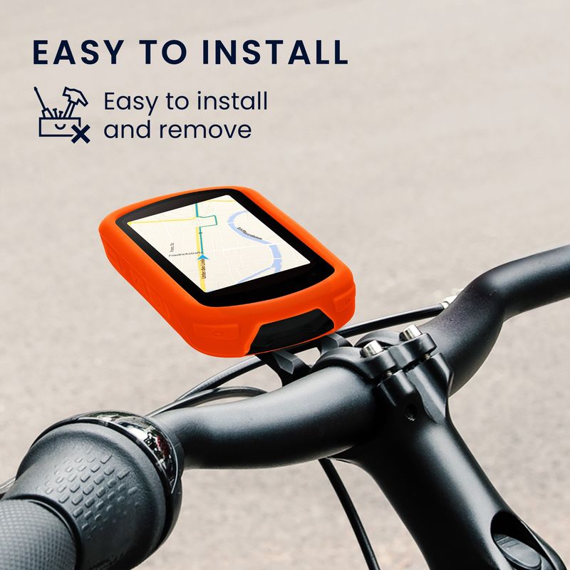 Sport si Outdoor - Ciclism - Accesorii pentru biciclete - Suporturi accesorii biciclete - Husa GPS Kwmobile pentru Garmin Edge 840/Edge 540, anti-alunecare, silicon, portocaliu - Infinity.ro