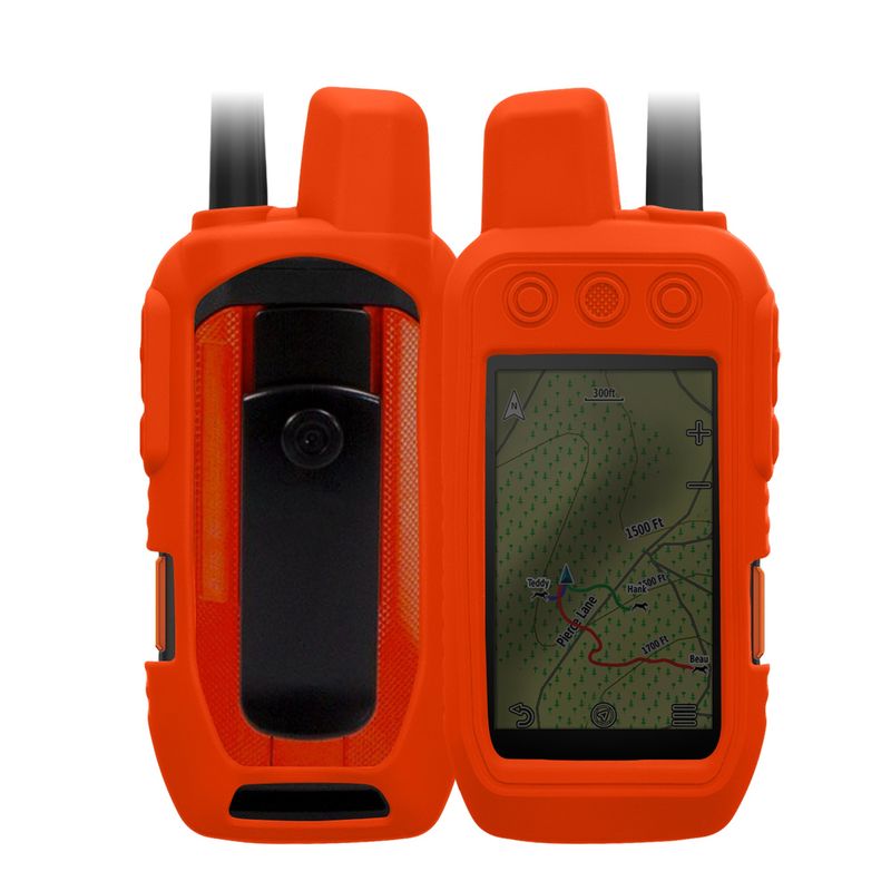 Sport si Outdoor - Ciclism - Accesorii pentru biciclete - Suporturi accesorii biciclete - Husa GPS Kwmobile pentru Garmin Alpha 200i/Alpha 300i, anti-alunecare, silicon, portocaliu - Infinity.ro