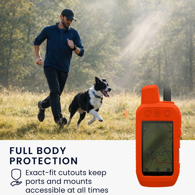 Sport si Outdoor - Ciclism - Accesorii pentru biciclete - Suporturi accesorii biciclete - Husa GPS Kwmobile pentru Garmin Alpha 200i/Alpha 300i, anti-alunecare, silicon, portocaliu - Infinity.ro