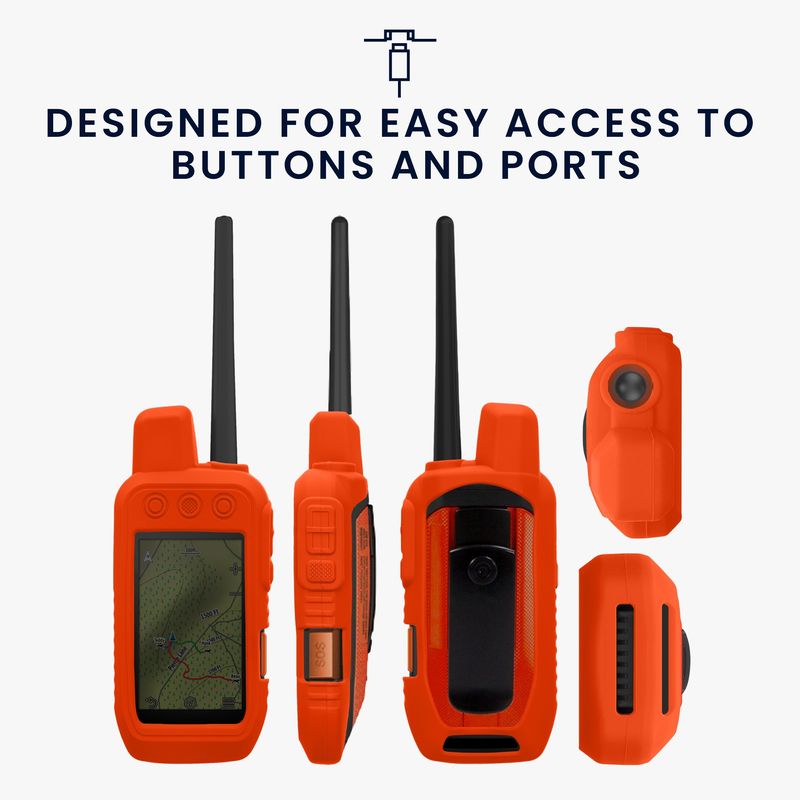 Sport si Outdoor - Ciclism - Accesorii pentru biciclete - Suporturi accesorii biciclete - Husa GPS Kwmobile pentru Garmin Alpha 200i/Alpha 300i, anti-alunecare, silicon, portocaliu - Infinity.ro