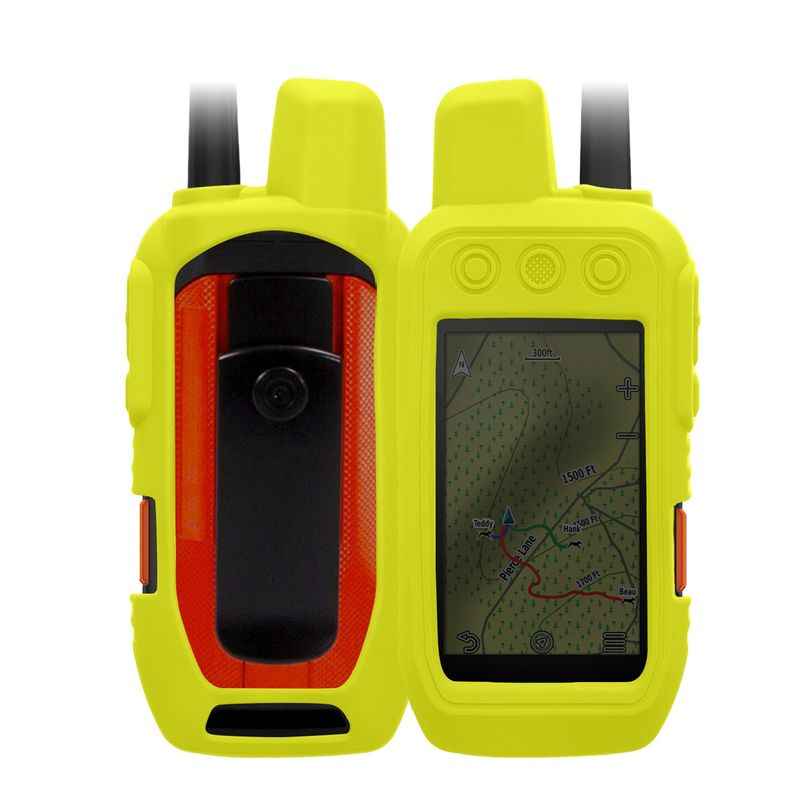 Sport si Outdoor - Ciclism - Accesorii pentru biciclete - Suporturi accesorii biciclete - Husa GPS Kwmobile pentru Garmin Alpha 200i/Alpha 300i, anti-alunecare, silicon, galben - Infinity.ro