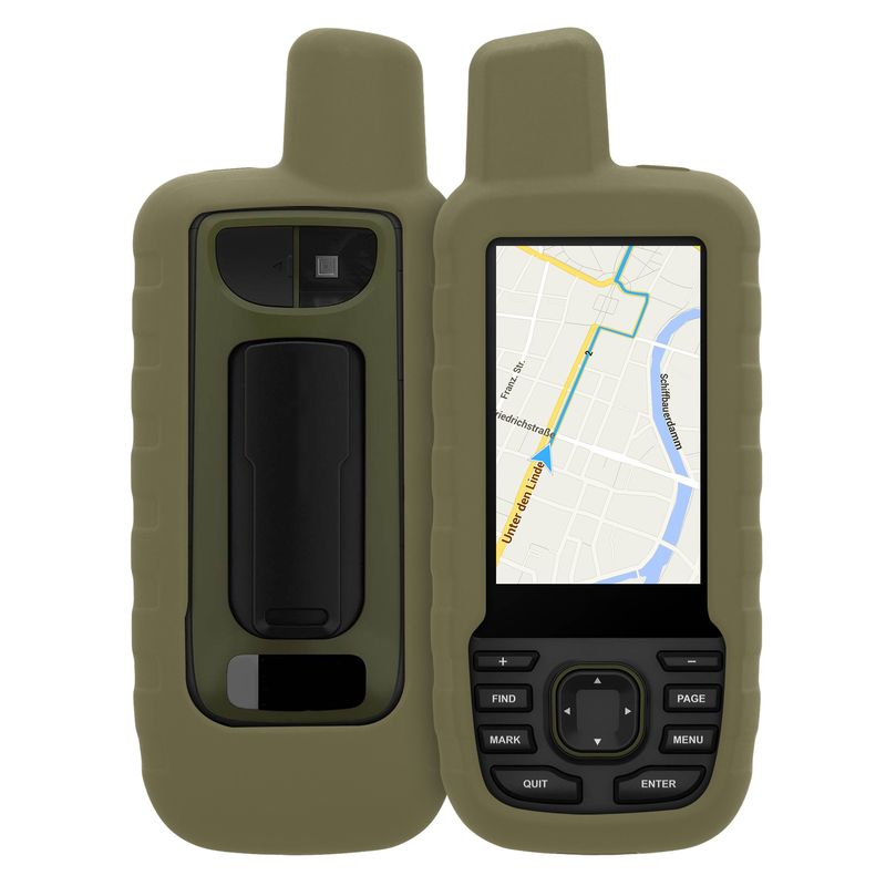 Sport si Outdoor - Ciclism - Accesorii pentru biciclete - Suporturi accesorii biciclete - Husa GPS Kwmobile pentru Garmin GPSMAP 66sr/GPSMAP 67, anti-alunecare, silicon, verde - Infinity.ro