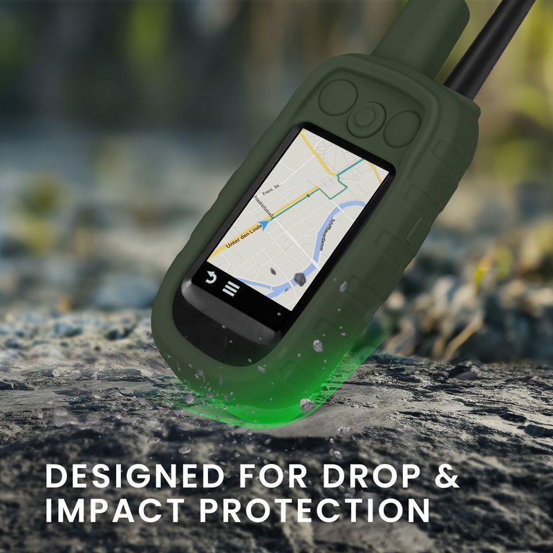 Sport si Outdoor - Ciclism - Accesorii pentru biciclete - Suporturi accesorii biciclete - Husa GPS Kwmobile pentru Garmin Alpha 100, anti-alunecare, silicon, verde - Infinity.ro