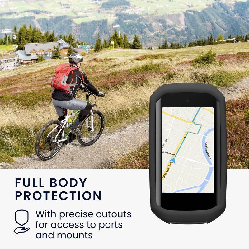 Sport si Outdoor - Ciclism - Accesorii pentru biciclete - Suporturi accesorii biciclete - Husa GPS Kwmobile pentru Garmin Edge 1050, anti-alunecare, silicon, gri - Infinity.ro