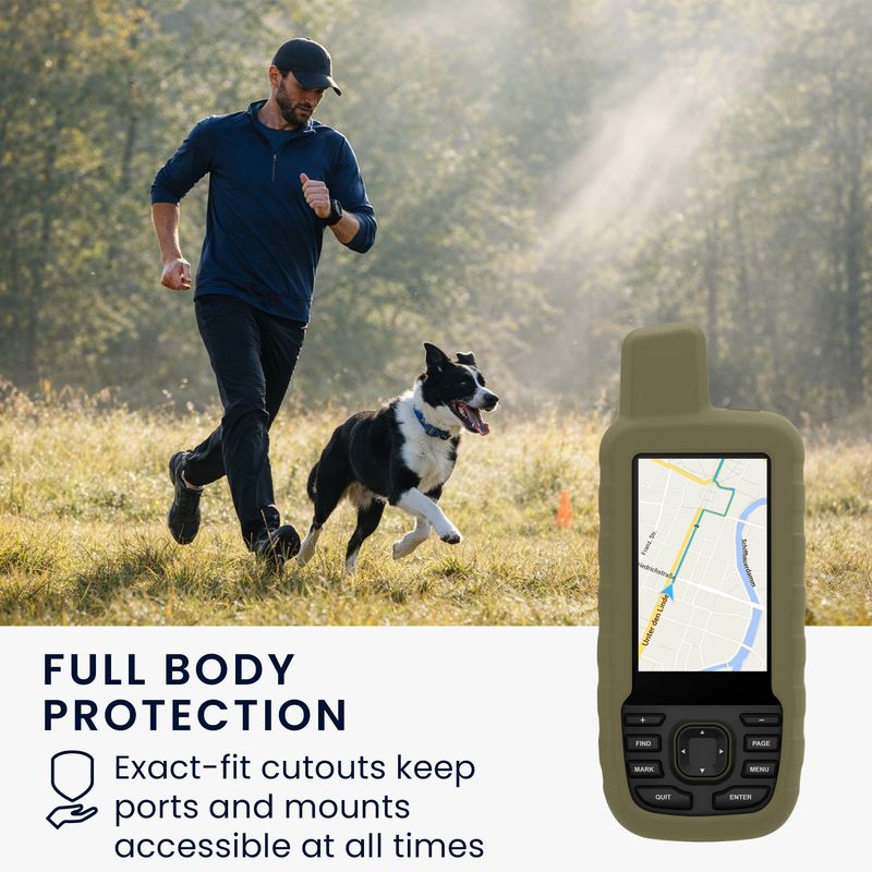 Sport si Outdoor - Ciclism - Accesorii pentru biciclete - Suporturi accesorii biciclete - Husa GPS Kwmobile pentru Garmin GPSMAP 66sr/GPSMAP 67, anti-alunecare, silicon, verde - Infinity.ro