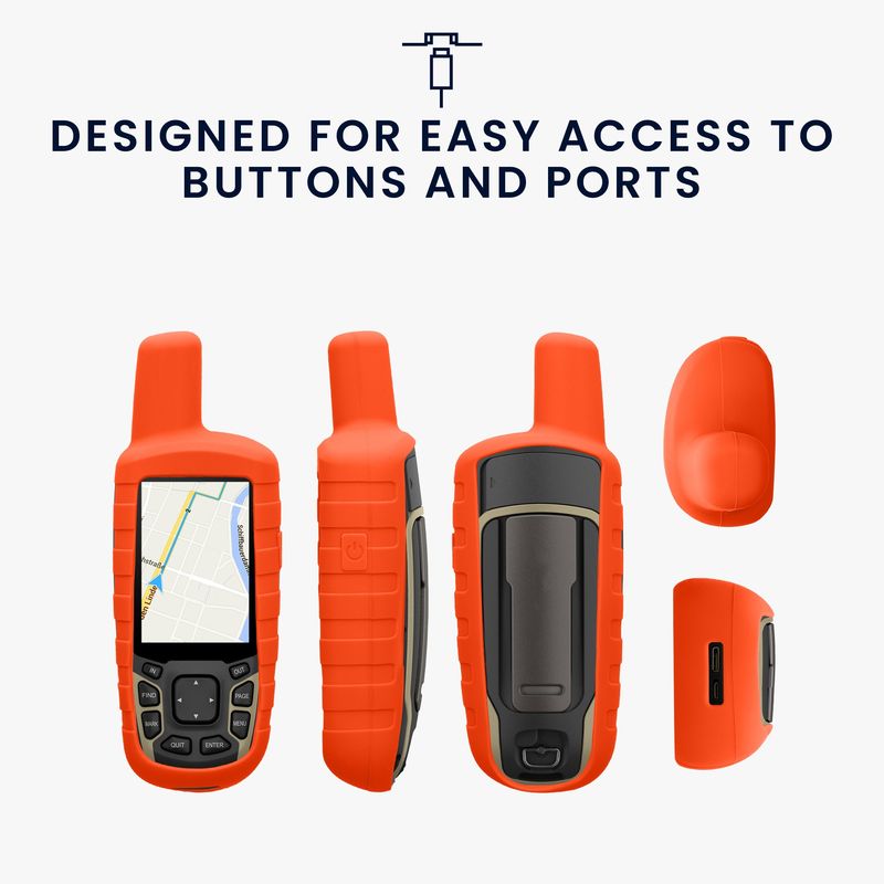 Sport si Outdoor - Ciclism - Accesorii pentru biciclete - Suporturi accesorii biciclete - Husa GPS Kwmobile pentru Garmin GPSMAP 65/62/62S/62SC, anti-alunecare, silicon, portocaliu - Infinity.ro