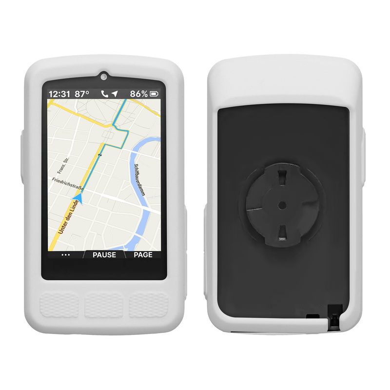 Sport si Outdoor - Ciclism - Accesorii pentru biciclete - Suporturi accesorii biciclete - Husa GPS Kwmobile pentru Wahoo ELEMNT ROAM 3, anti-alunecare, silicon, alb - Infinity.ro
