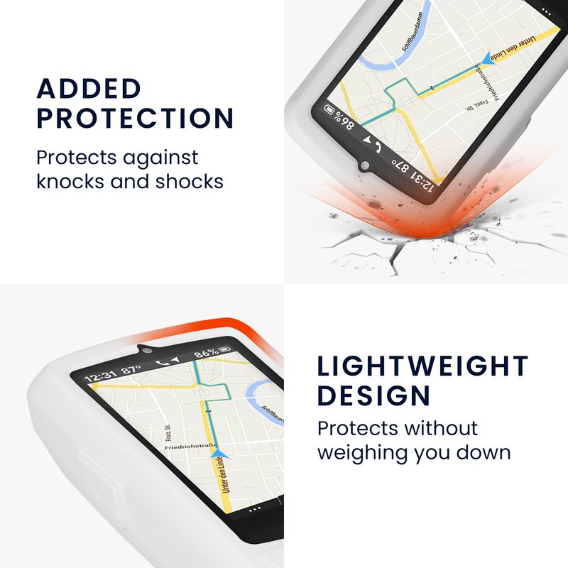 Sport si Outdoor - Ciclism - Accesorii pentru biciclete - Suporturi accesorii biciclete - Husa GPS Kwmobile pentru Wahoo ELEMNT ROAM 3, anti-alunecare, silicon, alb - Infinity.ro