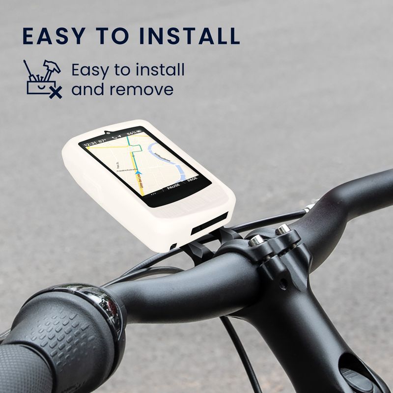 Sport si Outdoor - Ciclism - Accesorii pentru biciclete - Suporturi accesorii biciclete - Husa GPS Kwmobile pentru Wahoo ELEMNT ROAM 3, anti-alunecare, silicon, alb - Infinity.ro