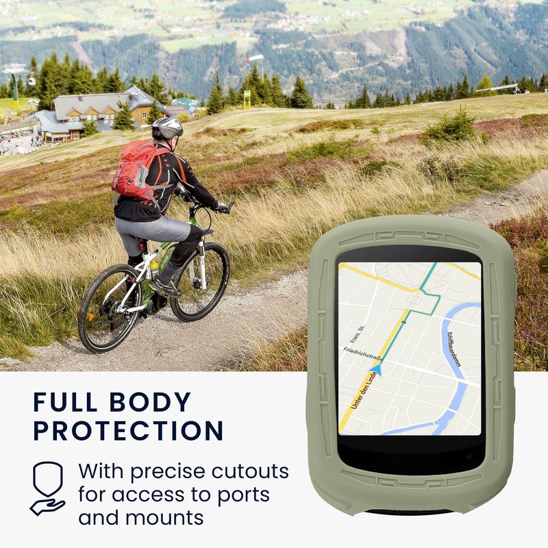 Sport si Outdoor - Ciclism - Accesorii pentru biciclete - Suporturi accesorii biciclete - Husa GPS Kwmobile pentru Garmin Edge 840/Edge 540, anti-alunecare, silicon, verde - Infinity.ro