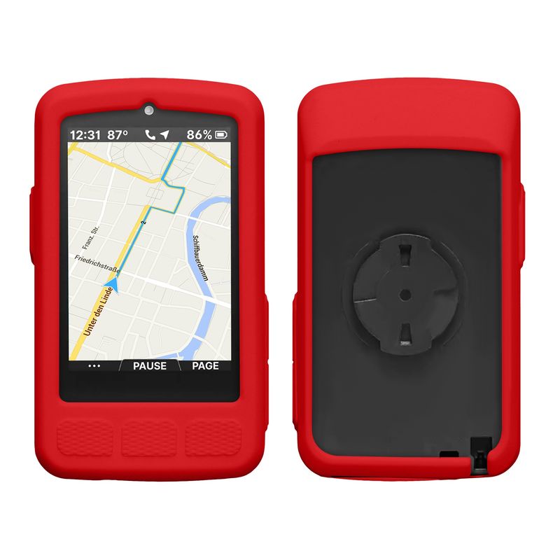 Sport si Outdoor - Ciclism - Accesorii pentru biciclete - Suporturi accesorii biciclete - Husa GPS Kwmobile pentru Wahoo ELEMNT ROAM 3, anti-alunecare, silicon, rosu - Infinity.ro