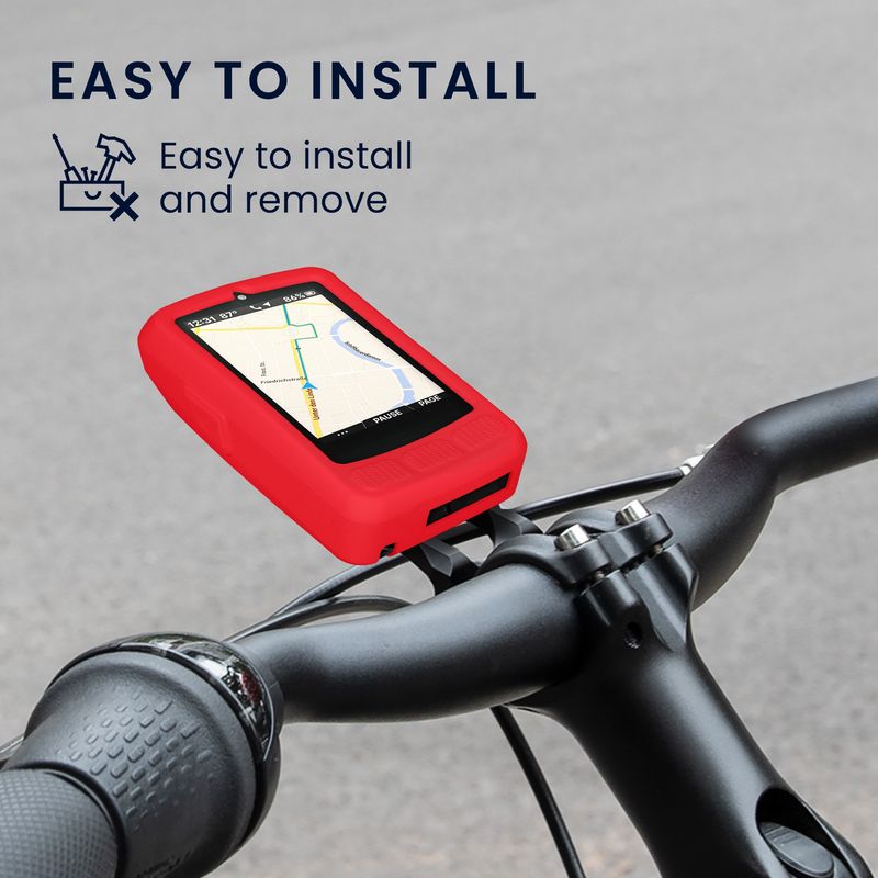 Sport si Outdoor - Ciclism - Accesorii pentru biciclete - Suporturi accesorii biciclete - Husa GPS Kwmobile pentru Wahoo ELEMNT ROAM 3, anti-alunecare, silicon, rosu - Infinity.ro