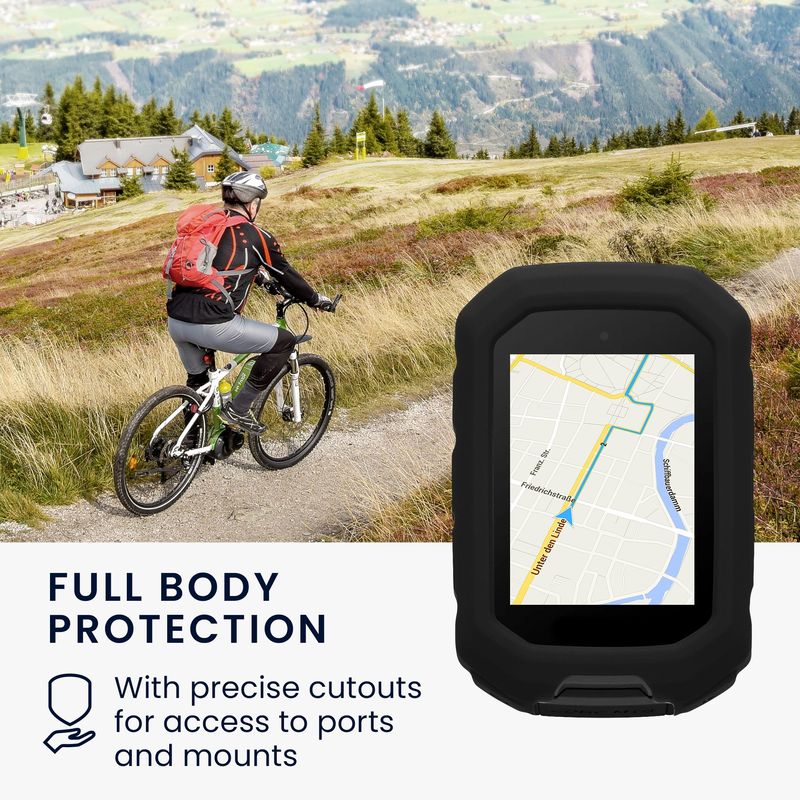 Sport si Outdoor - Ciclism - Accesorii pentru biciclete - Suporturi accesorii biciclete - Husa GPS Kwmobile pentru Garmin Edge MTB, anti-alunecare, silicon, negru - Infinity.ro