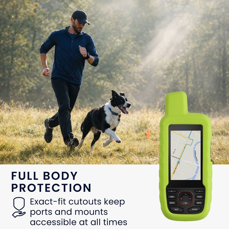 Sport si Outdoor - Ciclism - Accesorii pentru biciclete - Suporturi accesorii biciclete - Husa GPS Kwmobile pentru Garmin GPSMAP 66i/GPSMAP 67i, anti-alunecare, silicon, galben - Infinity.ro