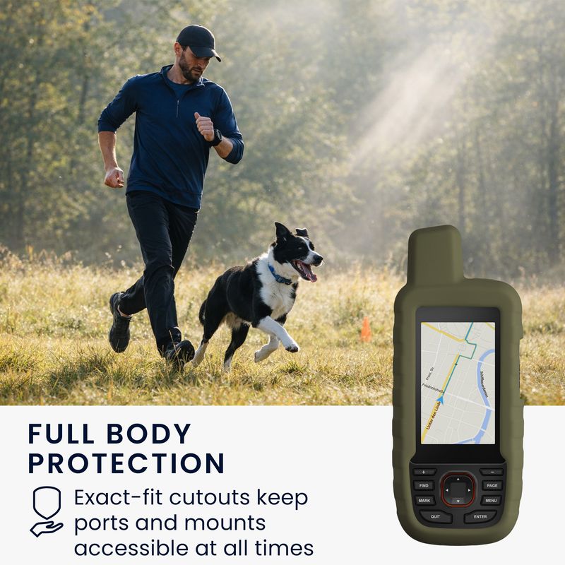 Sport si Outdoor - Ciclism - Accesorii pentru biciclete - Suporturi accesorii biciclete - Husa GPS Kwmobile pentru Garmin GPSMAP 66i/GPSMAP 67i, anti-alunecare, silicon, verde - Infinity.ro
