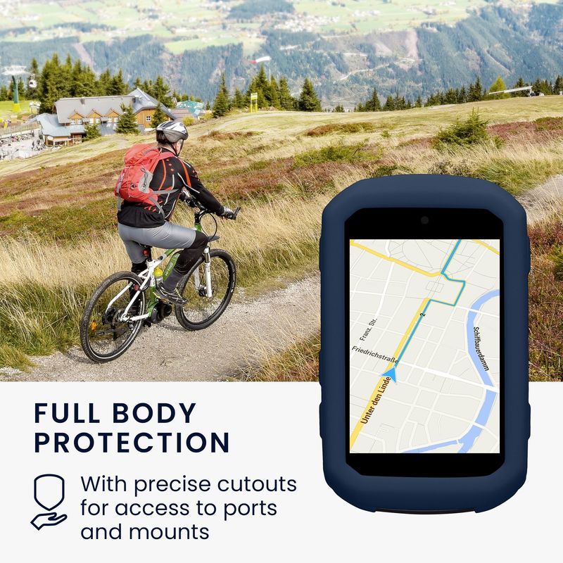 Sport si Outdoor - Ciclism - Accesorii pentru biciclete - Suporturi accesorii biciclete - Husa GPS Kwmobile pentru Garmin Edge 850/550, anti-alunecare, silicon, albastru - Infinity.ro