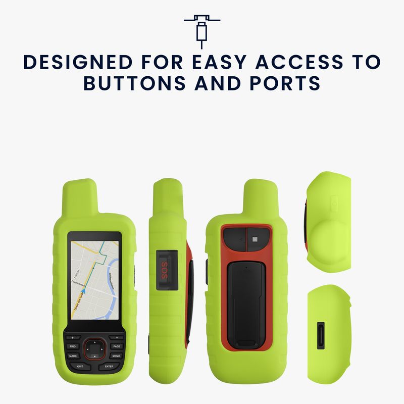 Sport si Outdoor - Ciclism - Accesorii pentru biciclete - Suporturi accesorii biciclete - Husa GPS Kwmobile pentru Garmin GPSMAP 66i/GPSMAP 67i, anti-alunecare, silicon, galben - Infinity.ro
