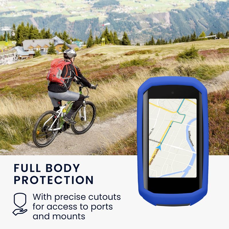 Sport si Outdoor - Ciclism - Accesorii pentru biciclete - Suporturi accesorii biciclete - Husa GPS Kwmobile pentru Garmin Edge 1050, anti-alunecare, silicon, albastru - Infinity.ro