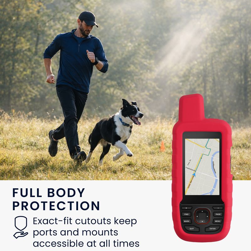 Sport si Outdoor - Ciclism - Accesorii pentru biciclete - Suporturi accesorii biciclete - Husa GPS Kwmobile pentru Garmin GPSMAP 66i/GPSMAP 67i, anti-alunecare, silicon, rosu - Infinity.ro