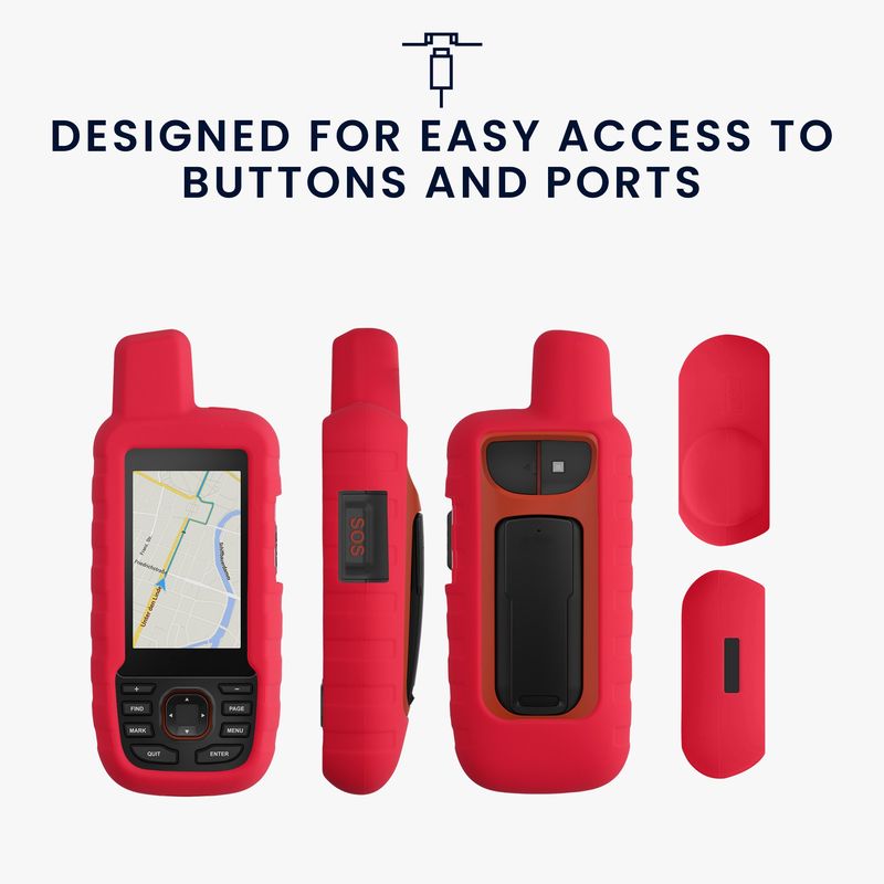 Sport si Outdoor - Ciclism - Accesorii pentru biciclete - Suporturi accesorii biciclete - Husa GPS Kwmobile pentru Garmin GPSMAP 66i/GPSMAP 67i, anti-alunecare, silicon, rosu - Infinity.ro