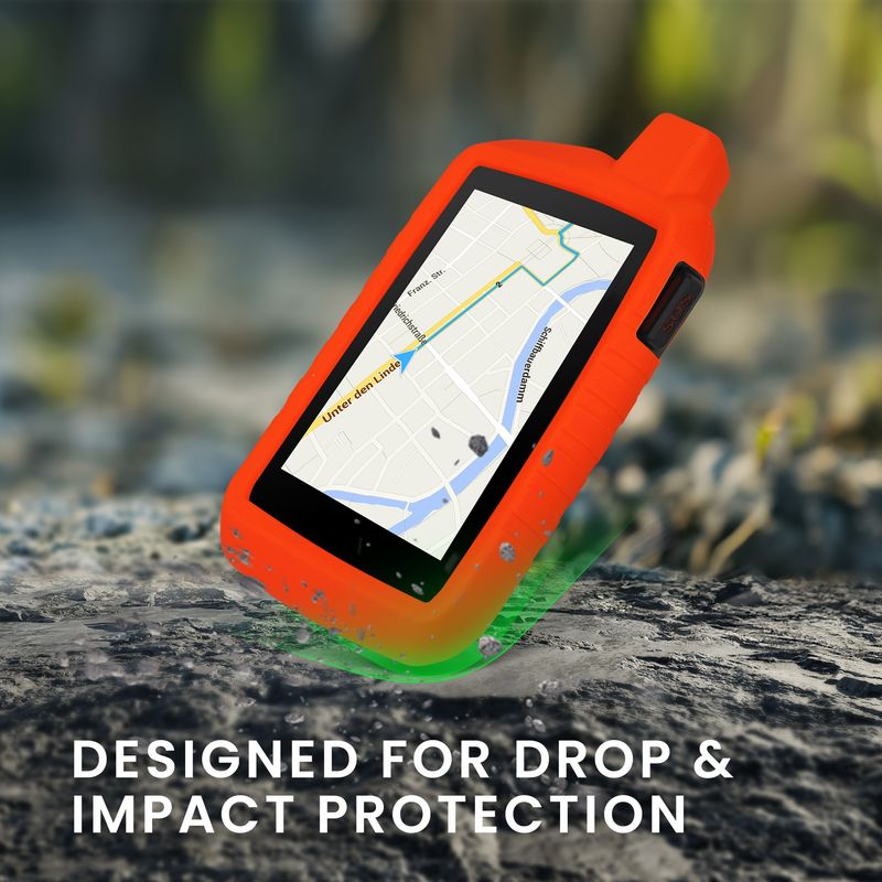 Sport si Outdoor - Ciclism - Accesorii pentru biciclete - Suporturi accesorii biciclete - Husa GPS Kwmobile pentru Garmin Montana 700i/750i, anti-alunecare, silicon, portocaliu - Infinity.ro
