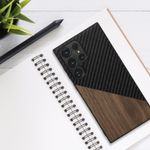 Laptop, Telefoane si Tablete - Telefoane mobile si accesorii - Accesorii Telefoane - Huse telefoane - Husa Kwmobile pentru Samsung Galaxy S23 Ultra, protectie la socuri, protectie la zgarieturi, lemn, TPU, maro, negru - Infinity.ro