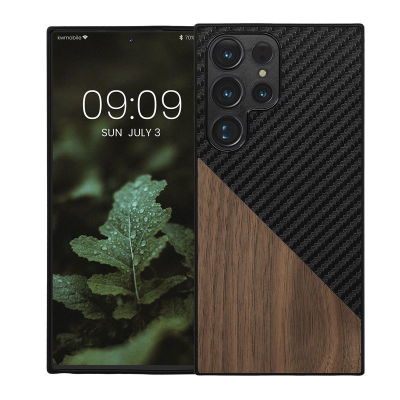 Laptop, Telefoane si Tablete - Telefoane mobile si accesorii - Accesorii Telefoane - Huse telefoane - Husa Kwmobile pentru Samsung Galaxy S23 Ultra, protectie la socuri, protectie la zgarieturi, lemn, TPU, maro, negru - Infinity.ro