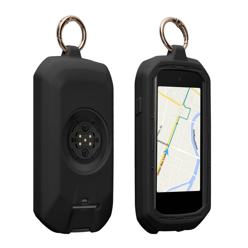 Sport si Outdoor - Ciclism - Accesorii pentru biciclete - Suporturi accesorii biciclete - Husa GPS Kwmobile pentru Garmin Edge 1050, prindere cu inel, anti-alunecare, silicon, negru - Infinity.ro