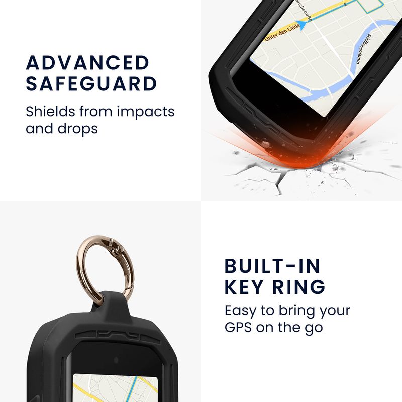 Sport si Outdoor - Ciclism - Accesorii pentru biciclete - Suporturi accesorii biciclete - Husa GPS Kwmobile pentru Garmin Edge 1050, prindere cu inel, anti-alunecare, silicon, negru - Infinity.ro