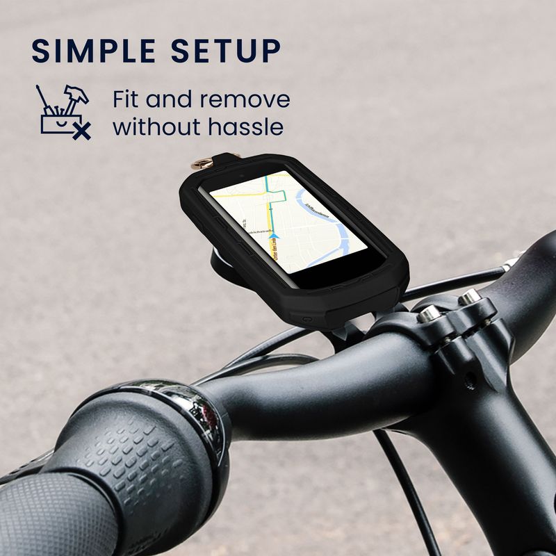 Sport si Outdoor - Ciclism - Accesorii pentru biciclete - Suporturi accesorii biciclete - Husa GPS Kwmobile pentru Garmin Edge 1050, prindere cu inel, anti-alunecare, silicon, negru - Infinity.ro