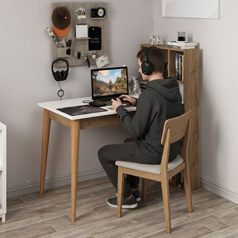 Casa si Gradina - Mobilier - Mese si birouri - Birouri - Birou Calvia, alb nuc, PAL melaminat - Infinity.ro