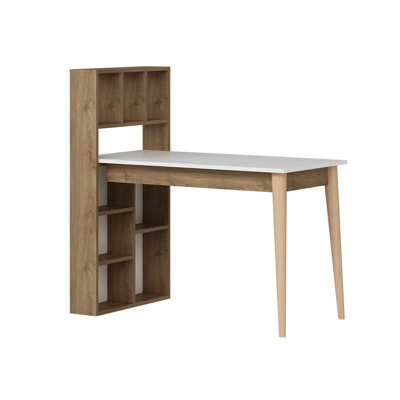 Casa si Gradina - Mobilier - Mese si birouri - Birouri - Birou Calvia, alb nuc, PAL melaminat - Infinity.ro