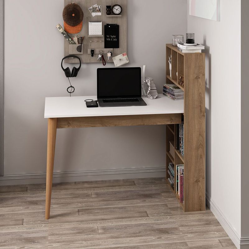 Casa si Gradina - Mobilier - Mese si birouri - Birouri - Birou Calvia, alb nuc, PAL melaminat - Infinity.ro
