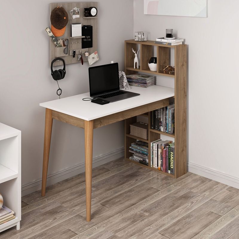 Casa si Gradina - Mobilier - Mese si birouri - Birouri - Birou Calvia, alb nuc, PAL melaminat - Infinity.ro