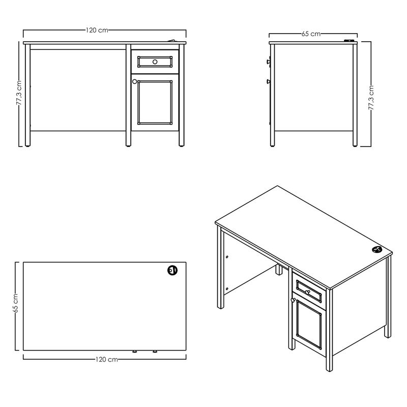 Casa si Gradina - Mobilier - Mese si birouri - Birouri - Birou Sento, 120 x 77, 3 x 65 cm, gri stejar, PAL melaminat, 120 x 77,3 x 65 cm - Infinity.ro