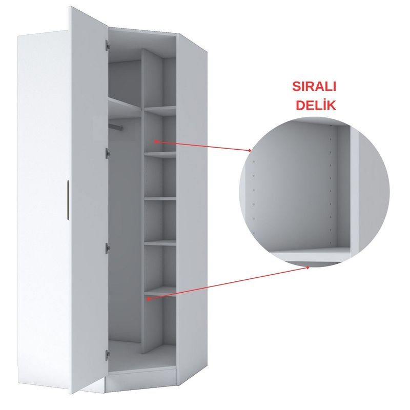 Casa si Gradina - Mobilier - Dulapuri si sifoniere - Sifoniere - Dulap haine BA140, 91 x 210 x 57,5 cm, alb, PAL, spațiu de depozitare, fixare pe perete - Infinity.ro