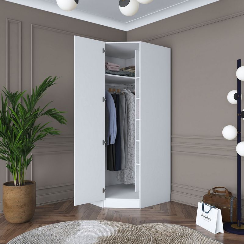 Casa si Gradina - Mobilier - Dulapuri si sifoniere - Sifoniere - Dulap haine BA140, 91 x 210 x 57,5 cm, alb, PAL, spațiu de depozitare, fixare pe perete - Infinity.ro