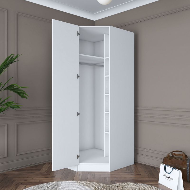 Casa si Gradina - Mobilier - Dulapuri si sifoniere - Sifoniere - Dulap haine BA140, 91 x 210 x 57,5 cm, alb, PAL, spațiu de depozitare, fixare pe perete - Infinity.ro