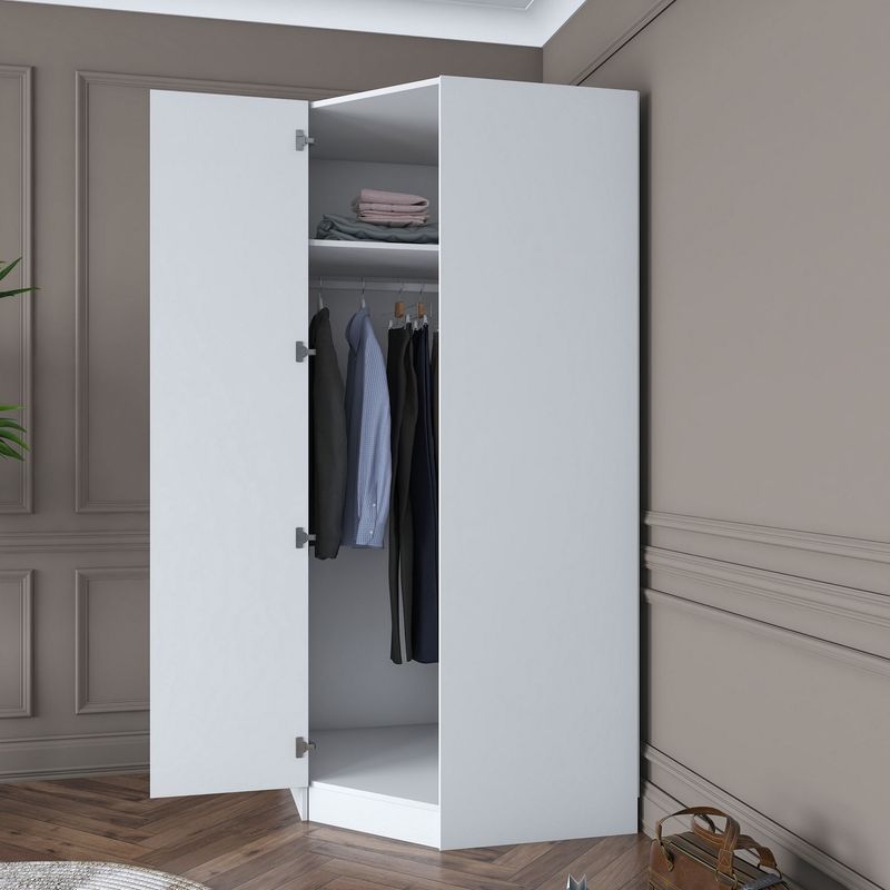 Casa si Gradina - Mobilier - Dulapuri si sifoniere - Sifoniere - Dulap haine BA140, 91 x 210 x 57,5 cm, alb, PAL, spațiu de depozitare, fixare pe perete - Infinity.ro