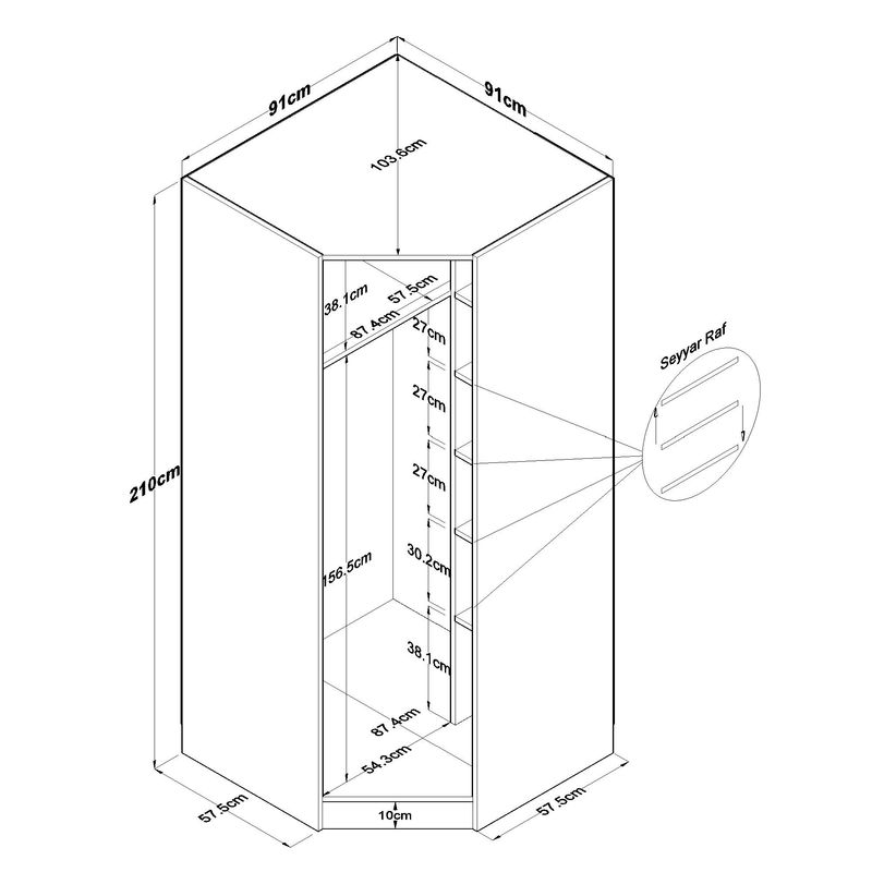 Casa si Gradina - Mobilier - Dulapuri si sifoniere - Sifoniere - Dulap haine BA140, 91 x 210 x 57,5 cm, alb, PAL, spațiu de depozitare, fixare pe perete - Infinity.ro