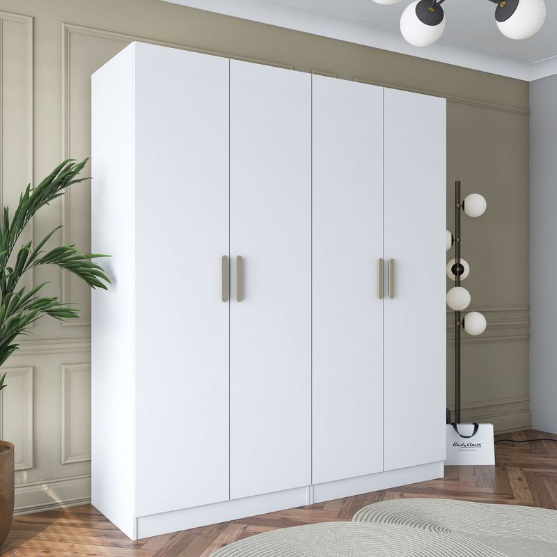 Casa si Gradina - Mobilier - Dulapuri si sifoniere - Sifoniere - Dulap haine BA163, 180 x 210 x 57,5 cm, alb, PAL, spațiu de depozitare, fixare pe perete - Infinity.ro