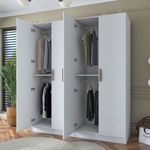 Casa si Gradina - Mobilier - Dulapuri si sifoniere - Sifoniere - Dulap haine BA163, 180 x 210 x 57,5 cm, alb, PAL, spațiu de depozitare, fixare pe perete - Infinity.ro