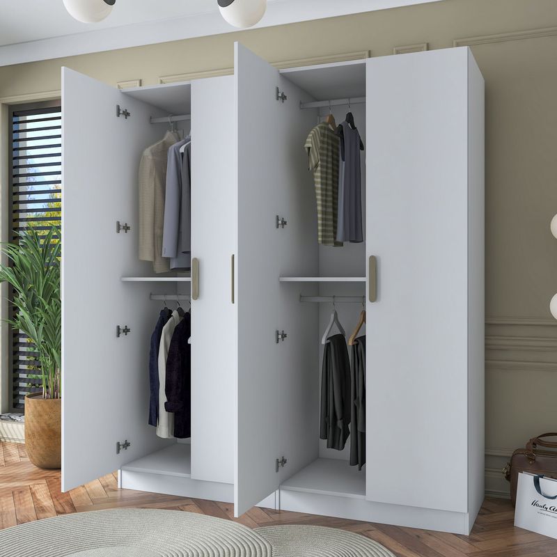 Casa si Gradina - Mobilier - Dulapuri si sifoniere - Sifoniere - Dulap haine BA163, 180 x 210 x 57,5 cm, alb, PAL, spațiu de depozitare, fixare pe perete - Infinity.ro