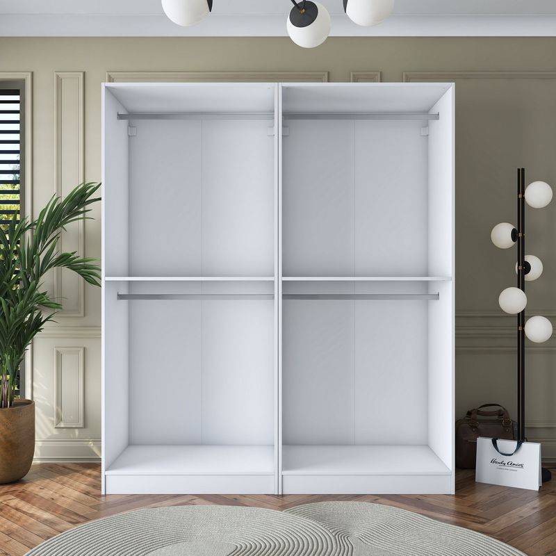 Casa si Gradina - Mobilier - Dulapuri si sifoniere - Sifoniere - Dulap haine BA163, 180 x 210 x 57,5 cm, alb, PAL, spațiu de depozitare, fixare pe perete - Infinity.ro