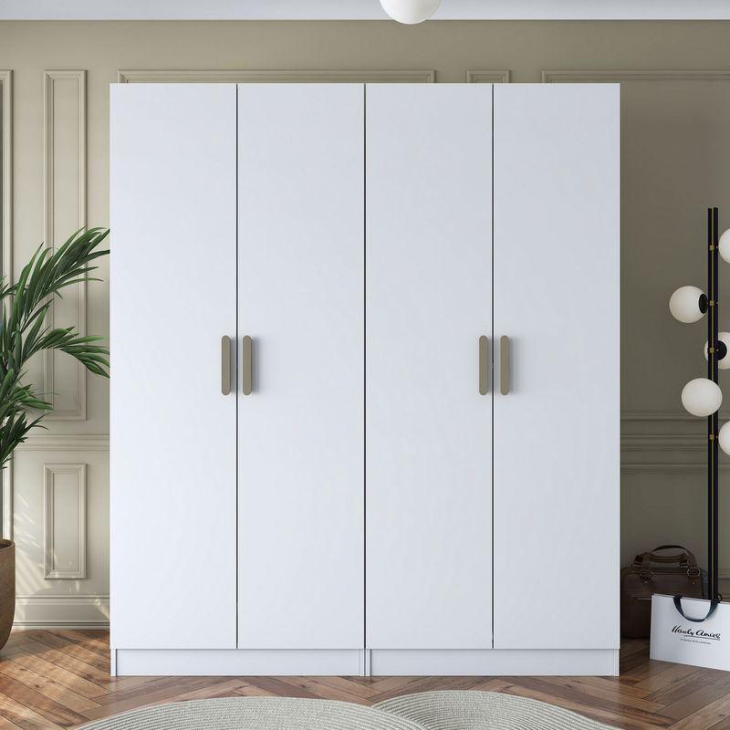 Casa si Gradina - Mobilier - Dulapuri si sifoniere - Sifoniere - Dulap haine BA163, 180 x 210 x 57,5 cm, alb, PAL, spațiu de depozitare, fixare pe perete - Infinity.ro