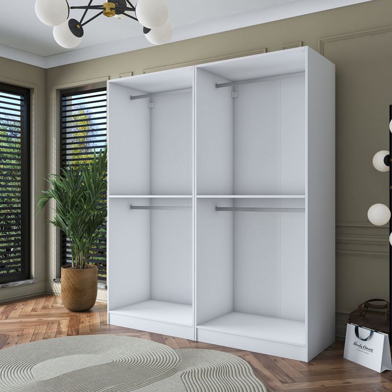 Casa si Gradina - Mobilier - Dulapuri si sifoniere - Sifoniere - Dulap haine BA163, 180 x 210 x 57,5 cm, alb, PAL, spațiu de depozitare, fixare pe perete - Infinity.ro