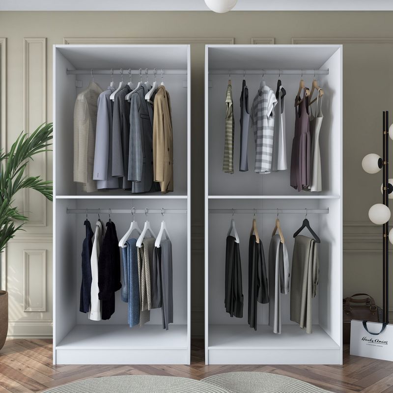 Casa si Gradina - Mobilier - Dulapuri si sifoniere - Sifoniere - Dulap haine BA163, 180 x 210 x 57,5 cm, alb, PAL, spațiu de depozitare, fixare pe perete - Infinity.ro